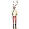 Clayre & Eef Decoratieve hertenfiguur metaal bruin rood groen 65 cm