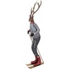 Clayre & Eef Decoratief Hert op Skis Grijs Bruin Rood 65 cm