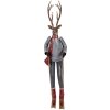 Clayre & Eef Decoratief Hert op Skis Grijs Bruin Rood 65 cm