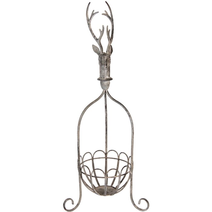 Clayre & Eef 5Y1320 Decoratieve mand hertenkop vintage grijs 28x28x68 cm