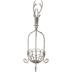 Clayre & Eef 5Y1320 Decoratieve mand hertenkop vintage grijs 28x28x68 cm