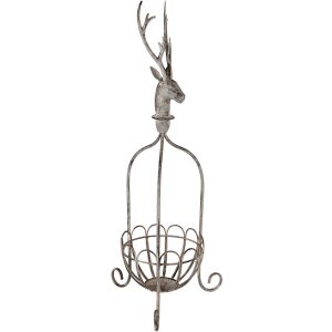 Clayre & Eef 5Y1320 Decoratieve mand hertenkop vintage grijs 28x28x68 cm