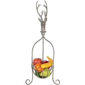 Clayre & Eef 5Y1320 Decoratieve mand hertenkop vintage grijs 28x28x68 cm