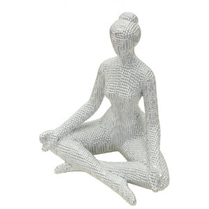 Donnina Yoga Silver Decoratieve figuur Polyresin Wit Zilver 20,5x15,5x23 cm