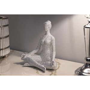 Donnina Yoga Silver Decoratieve figuur Polyresin Wit Zilver 20,5x15,5x23 cm