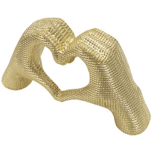 Hands Lover sculptuur goudkleurig polyresin 25x7.5x13.5cm decoratie hartvorm
