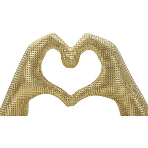 Hands Lover sculptuur goudkleurig polyresin 25x7.5x13.5cm decoratie hartvorm