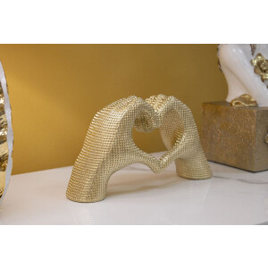 Hands Lover sculptuur goudkleurig polyresin 25x7.5x13.5cm decoratie hartvorm
