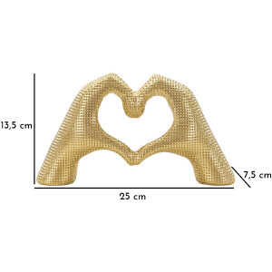 Hands Lover sculptuur goudkleurig polyresin 25x7.5x13.5cm decoratie hartvorm