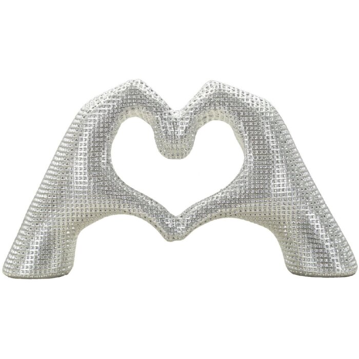 Lover Silver sculptuur polyresin zilver 25x7.5x13.5 cm handen hartvorm decor
