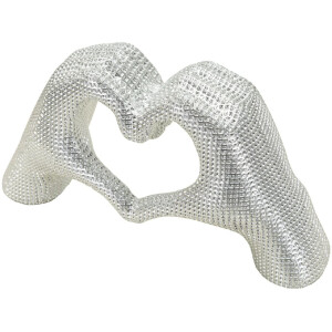 Lover Silver sculptuur polyresin zilver 25x7.5x13.5 cm handen hartvorm decor