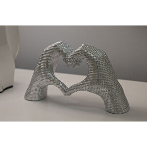 Lover Silver sculptuur polyresin zilver 25x7.5x13.5 cm handen hartvorm decor