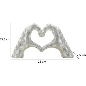 Lover Silver sculptuur polyresin zilver 25x7.5x13.5 cm handen hartvorm decor