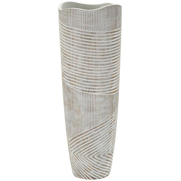 Mauro Ferretti Vaas Hout Ø 19x55 cm wit