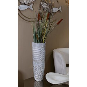 Mauro Ferretti Vaas Hout Ø 19x55 cm wit