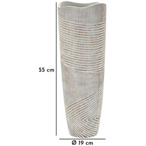 Mauro Ferretti Vaas Hout Ø 19x55 cm wit