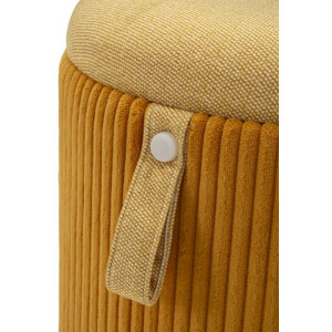 Bolzano Pouf Set met opbergruimte Senfgeel 2-delig Ø38x38cm Ø32x28cm Polyester MDF