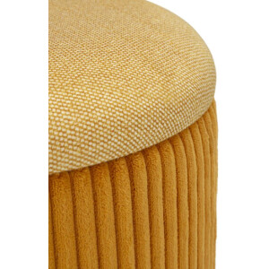 Bolzano Pouf Set met opbergruimte Senfgeel 2-delig Ø38x38cm Ø32x28cm Polyester MDF