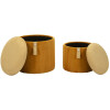 Bolzano Pouf Set met opbergruimte Senfgeel 2-delig Ø38x38cm Ø32x28cm Polyester MDF