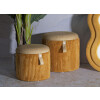 Bolzano Pouf Set met opbergruimte Senfgeel 2-delig Ø38x38cm Ø32x28cm Polyester MDF