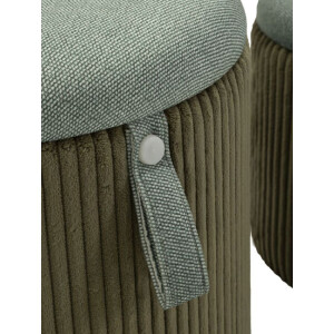 Bolzano Pouf Set 2-delig groen Ø38x38 cm en Ø32x28 cm met opbergruimte