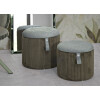 Bolzano Pouf Set 2-delig groen Ø38x38 cm en Ø32x28 cm met opbergruimte