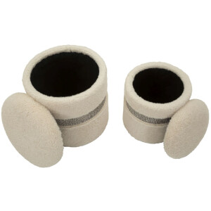 Saint-Moritz Puff-Set 2-delig Creme Ø40x47 cm Ø32x38 cm met opbergruimte