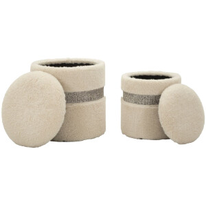 Saint-Moritz Puff-Set 2-delig Creme Ø40x47 cm Ø32x38 cm met opbergruimte