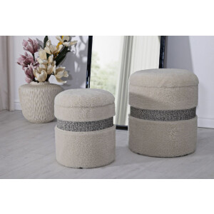 Saint-Moritz Puff-Set 2-delig Creme Ø40x47 cm Ø32x38 cm met opbergruimte