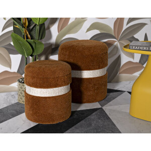 Saint-Moritz Opbergkruk Set 2-delig Ø40x47cm Ø32x38cm Bruin
