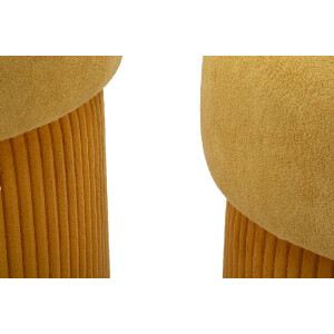 Aspen Puff Set met opbergruimte Senfgeel 2-delig Ø42x44 Ø35x37 cm Velours