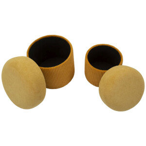 Aspen Puff Set met opbergruimte Senfgeel 2-delig Ø42x44 Ø35x37 cm Velours