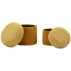 Aspen Puff Set met opbergruimte Senfgeel 2-delig Ø42x44 Ø35x37 cm Velours