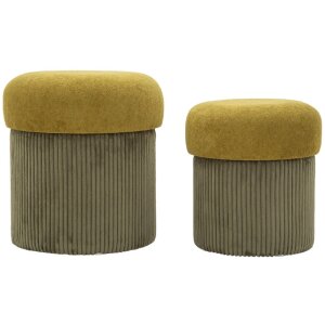 Aspen Pouf Set met opbergruimte groen 2-delig...