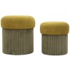 Aspen Pouf Set met opbergruimte groen 2-delig Ø42x44cm Ø35x37cm polyester velours