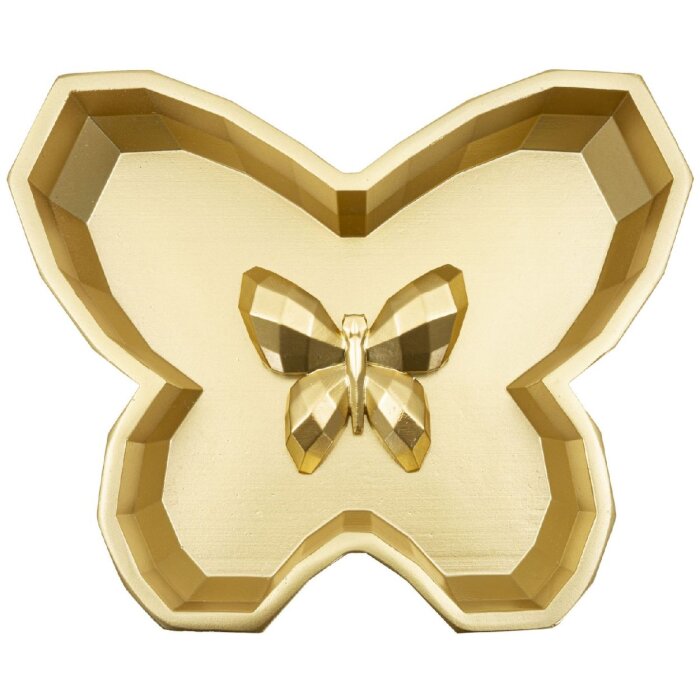 Butterfly schaal 20,5x17,5x3 cm goudkleurig Polyresin Decoratieve Vlinder