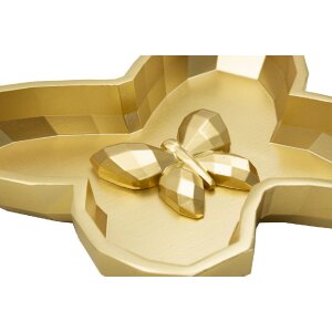 Butterfly schaal 20,5x17,5x3 cm goudkleurig Polyresin Decoratieve Vlinder