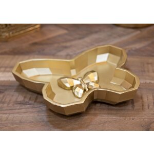 Butterfly schaal 20,5x17,5x3 cm goudkleurig Polyresin Decoratieve Vlinder