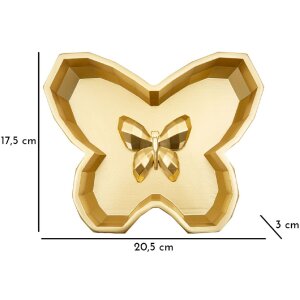 Butterfly schaal 20,5x17,5x3 cm goudkleurig Polyresin Decoratieve Vlinder