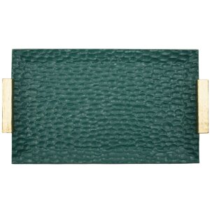 Grent Tablett 34x19,5x3 cm Groen Goud Polyresin Decoratieplateau niet geschikt voor voedsel