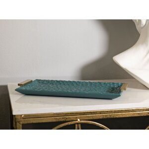Grent Tablett 34x19,5x3 cm Groen Goud Polyresin Decoratieplateau niet geschikt voor voedsel