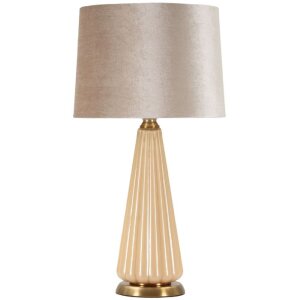 Perly tafellamp Ø36,5x68,5cm Glas Goud Stoffen Kap...