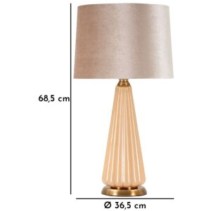 Perly tafellamp Ø36,5x68,5cm Glas Goud Stoffen Kap E27 max 40W