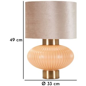 Perly tafellamp Ø33x49 cm Glas IJzer Stof Parelmmoer Goud E27 max 40W