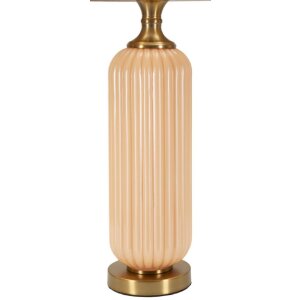 Perly tafellamp Geribbeld glas Voet Stofkap Parelmmoer Goud ø35,5x64cm E27