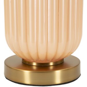 Perly tafellamp Geribbeld glas Voet Stofkap Parelmmoer Goud ø35,5x64cm E27