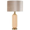 Perly tafellamp Geribbeld glas Voet Stofkap Parelmmoer Goud ø35,5x64cm E27
