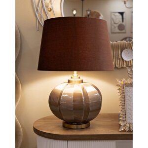 Praga Tafellamp Glas IJzer Stoff Bruin Goud Ø 40,5x57cm E27 max 40W