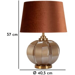 Praga Tafellamp Glas IJzer Stoff Bruin Goud Ø 40,5x57cm E27 max 40W