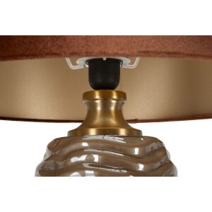 Prague Tafellamp Glas IJzer Stof Bruin Goud Ø45.5x79cm E27 max40W